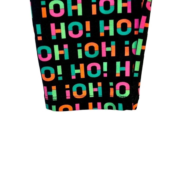 SweetLegs Plus Women's Leggings Black Multicoloured Ho Ho Ho - Picture 3 of 14